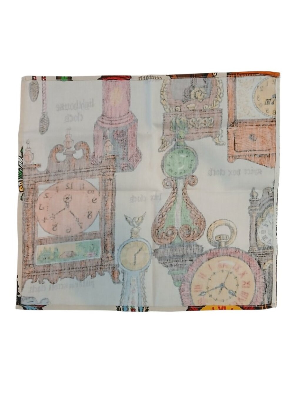 Retro Clock Cloth Napkins Set of 5 Novelty Timepiece Print 15x14.5 - Picture 8 of 8